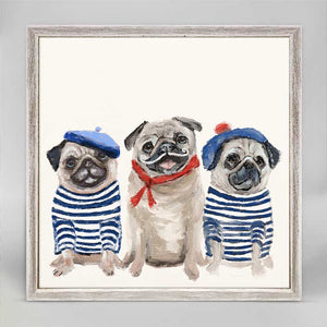 Best Friend - 3 French Pugs Mini Framed Canvas-Mini Framed Canvas-Jack and Jill Boutique