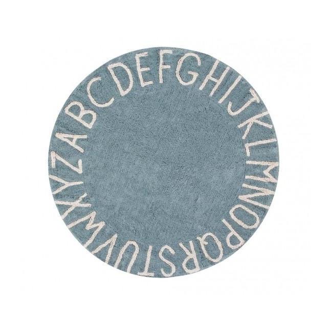 Round ABC Machine Washable Rugs - 5 Feet - Cotton-Rugs-Vintage Blue-Natural-Jack and Jill Boutique