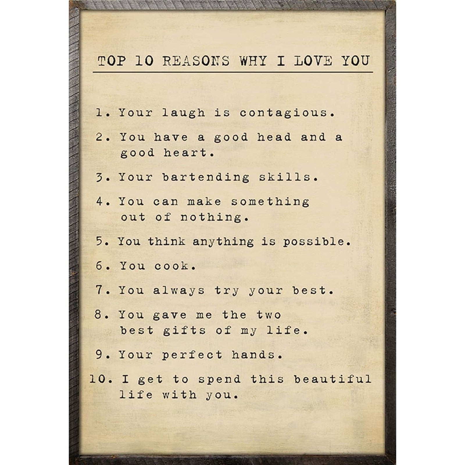 ART PRINT - TOP 10 REASONS WHY I LOVE YOU - Custom reasons-Art Print-2' x 3'-Cream-Jack and Jill Boutique