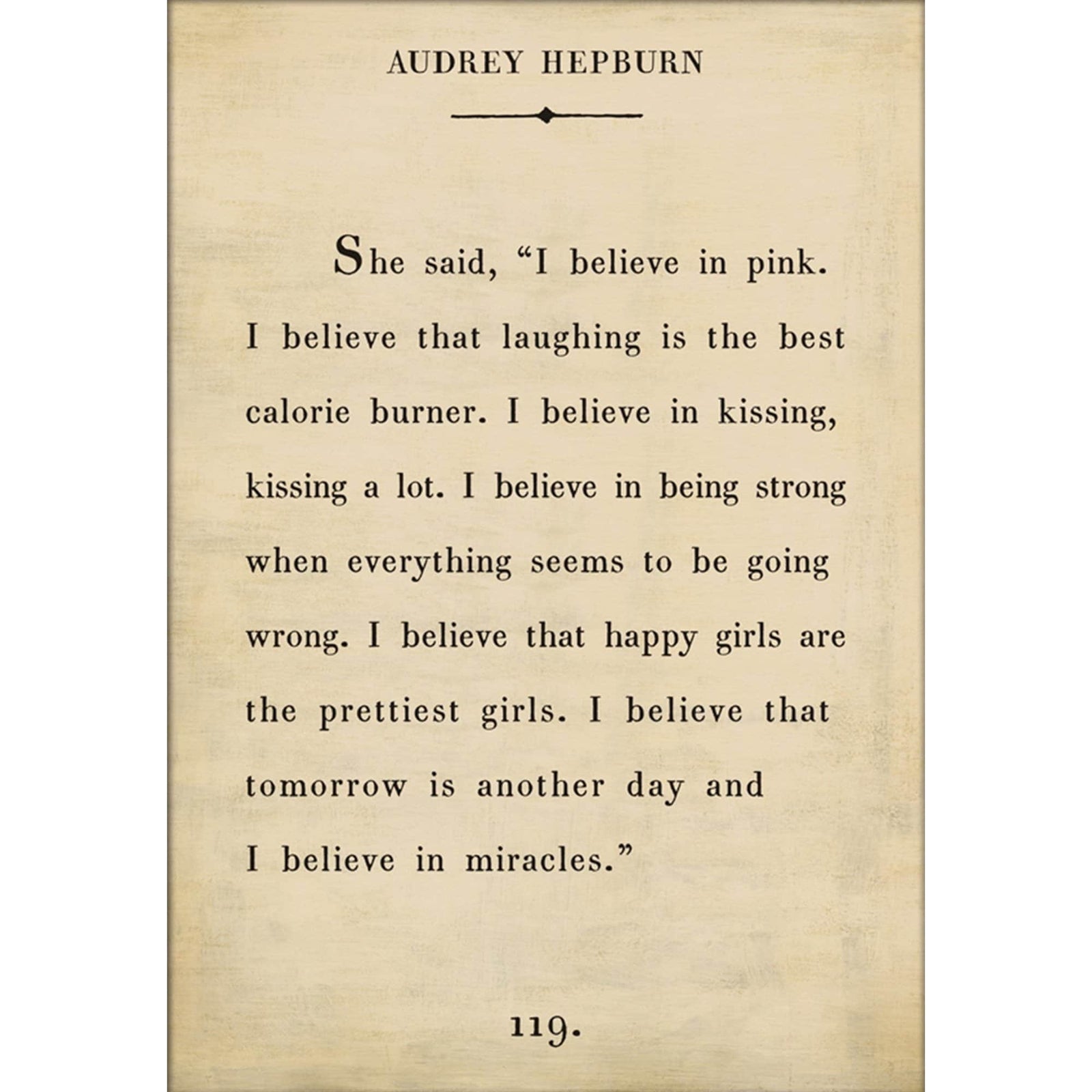 Audrey Hepburn - Book Collection Art Print-Art Print-17" x 25"-Cream-Gallery Wrap-Jack and Jill Boutique