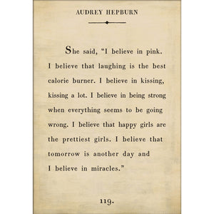Audrey Hepburn - Book Collection Art Print-Art Print-17" x 25"-Cream-Gallery Wrap-Jack and Jill Boutique
