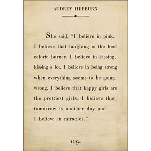 Audrey Hepburn - Book Collection Art Print-Art Print-17" x 25"-Cream-Gallery Wrap-Jack and Jill Boutique