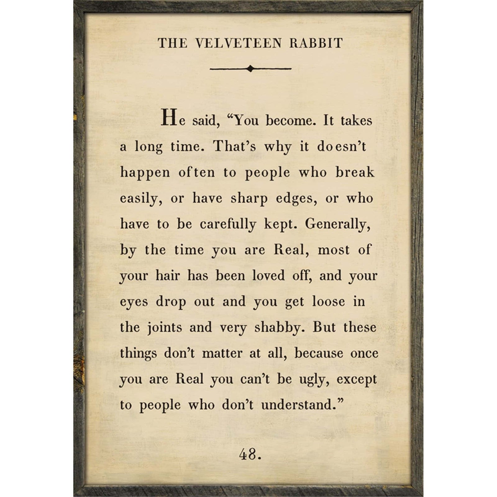 The Velveteen Rabbit - Book Collection Art Print-Art Print-17"x 25"-Cream-Grey Wood Frame-Jack and Jill Boutique