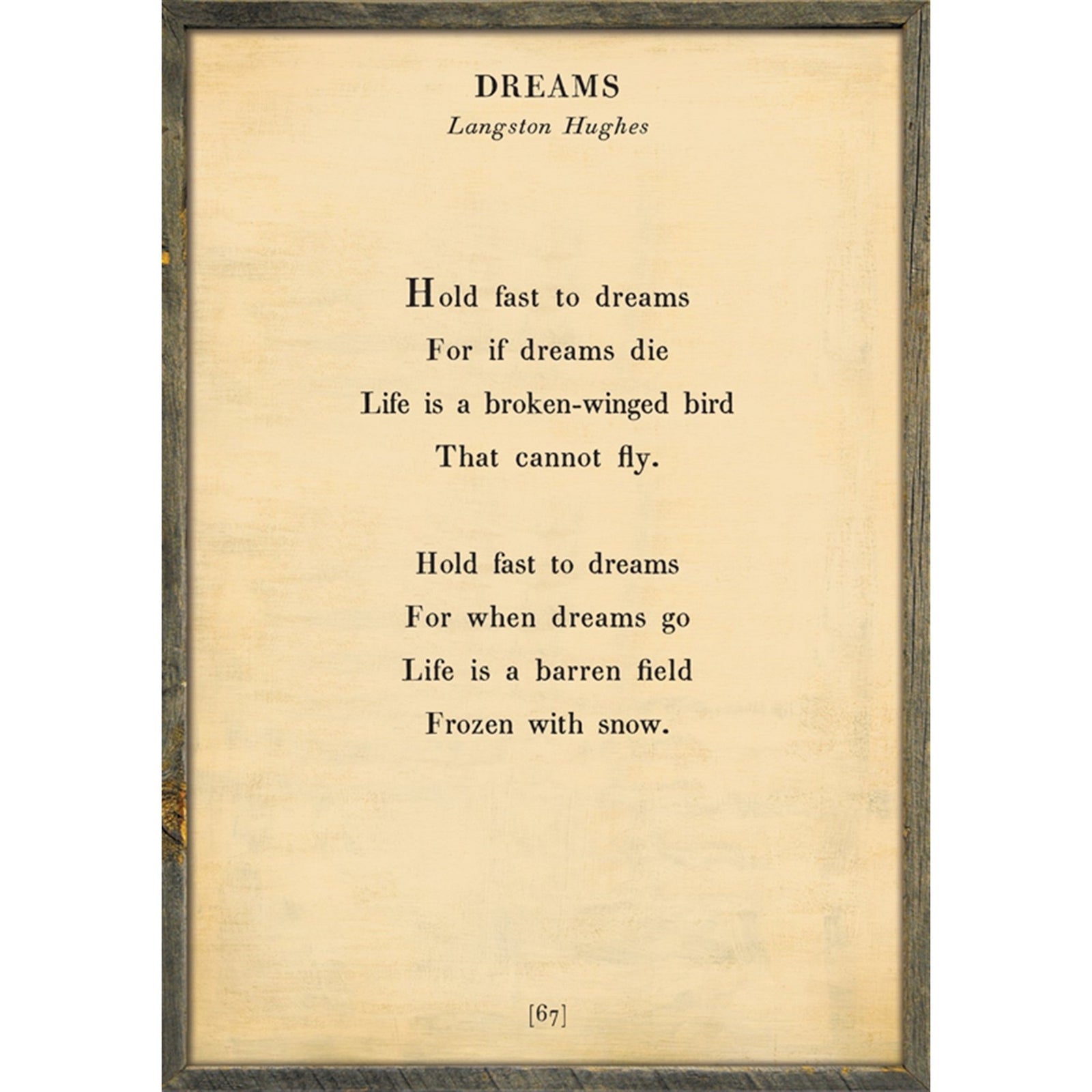 Dreams - Poetry Collection Art Print-Art Print-17" x 25"-Cream-Grey Wood Frame-Jack and Jill Boutique