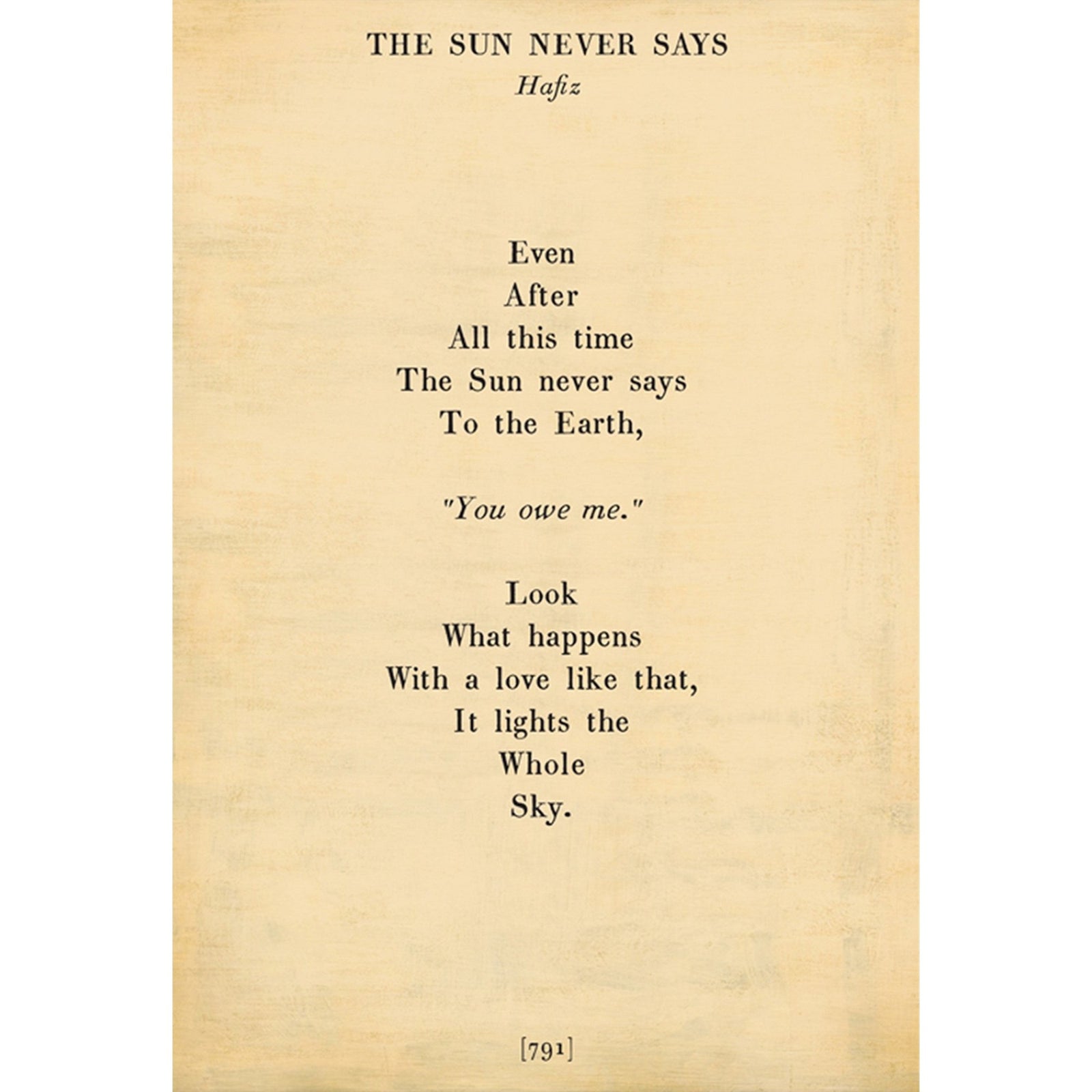 The Sun Never Says - Poetry Collection Art Print-Art Print-17" x 25"-Cream-Gallery Wrap-Jack and Jill Boutique