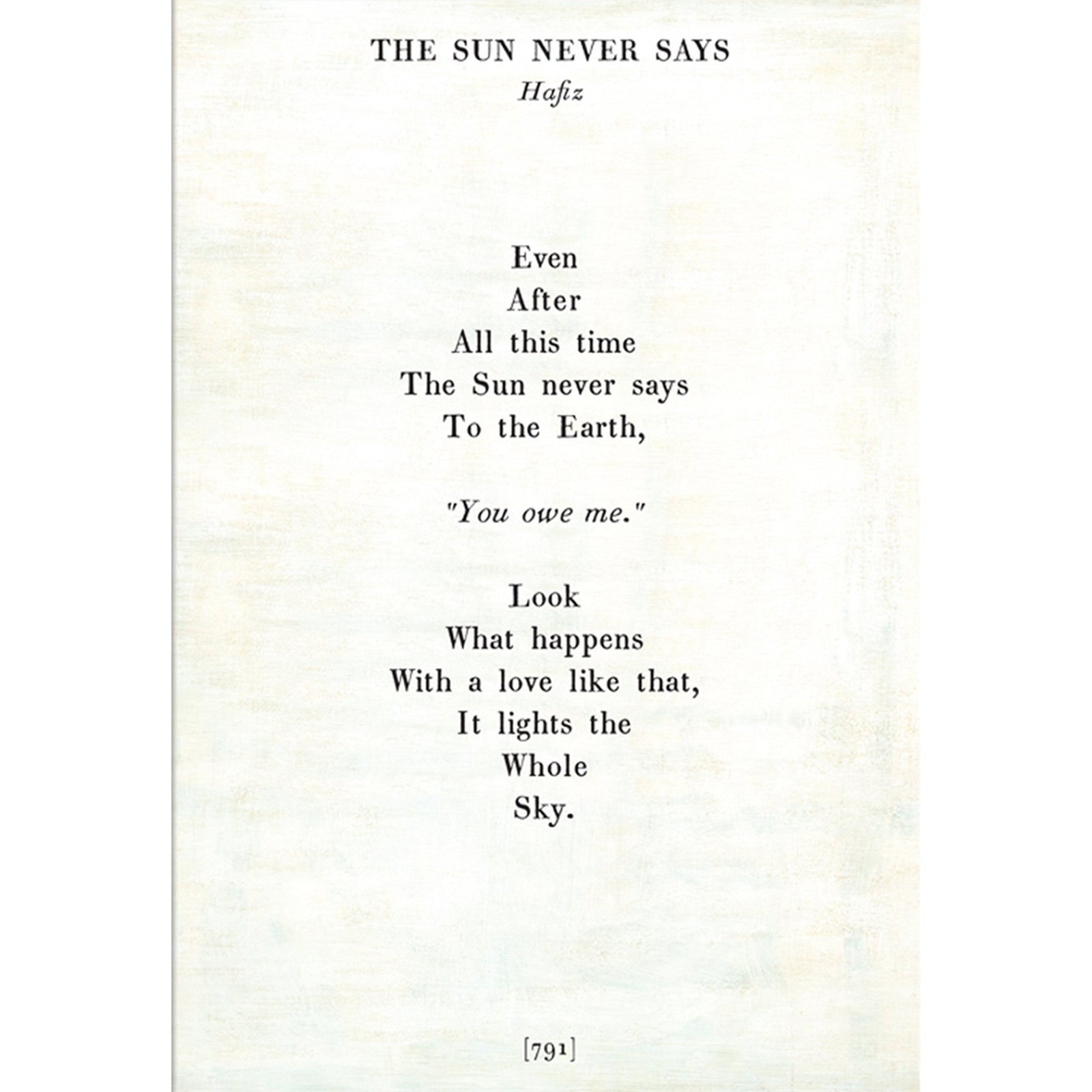The Sun Never Says - Poetry Collection Art Print-Art Print-17" x 25"-White-Gallery Wrap-Jack and Jill Boutique