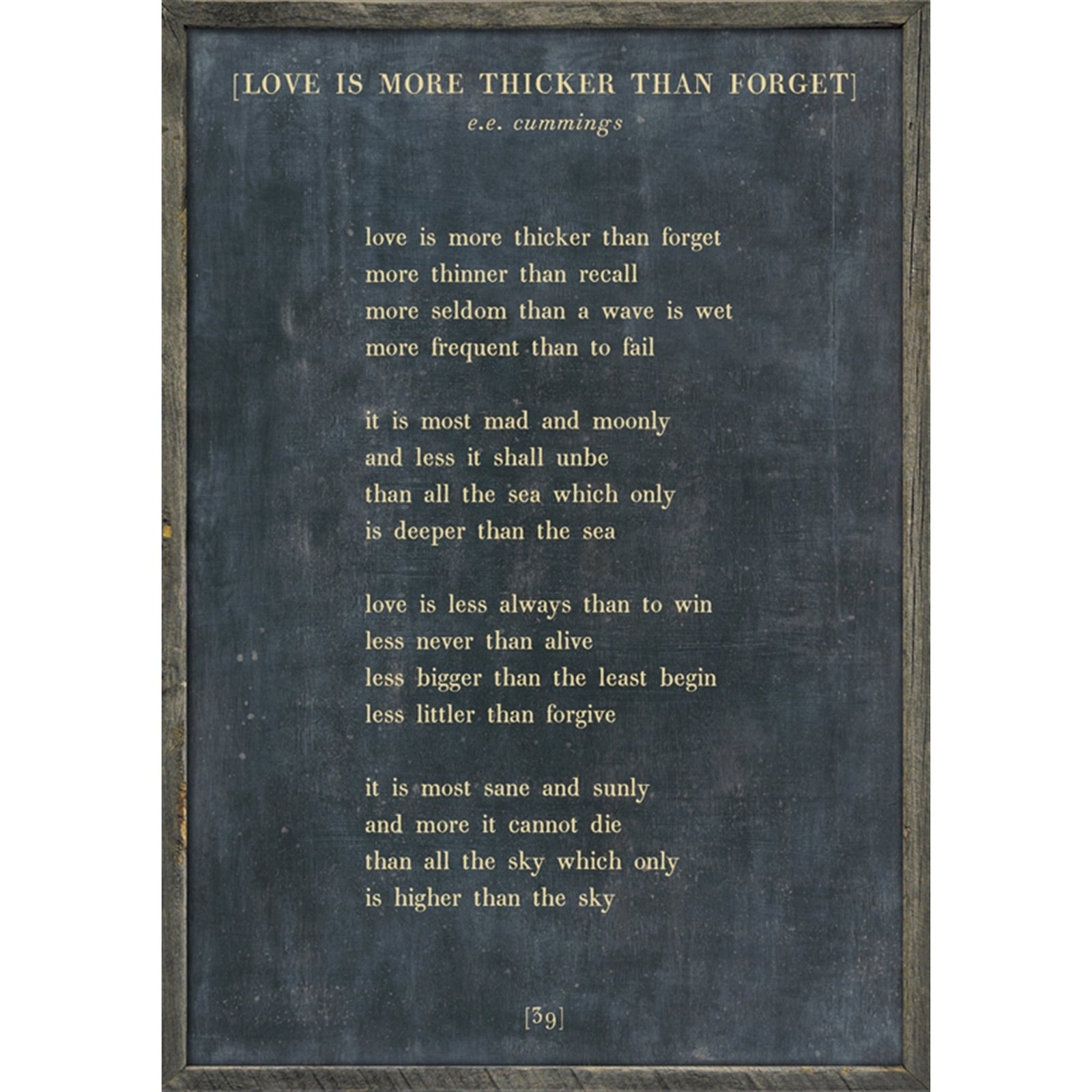 Love is More Thicker - Poetry Collection Art Print-Art Print-17" x 25"-Charcoal-Grey Wood Frame-Jack and Jill Boutique