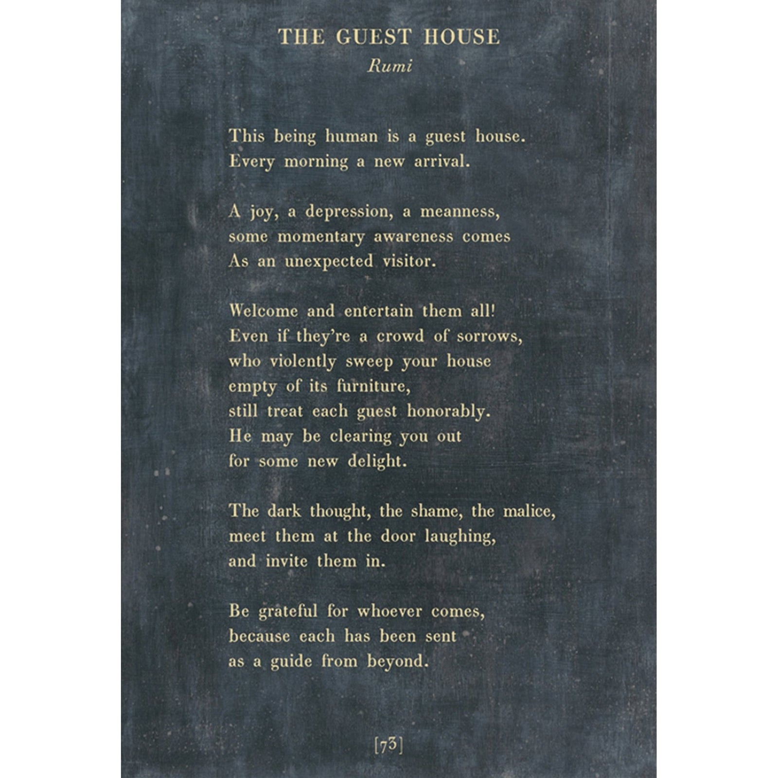 The Guest House - Poetry Collection Art Print-Art Print-17" x 25"-Charcoal-Gallery Wrap-Jack and Jill Boutique