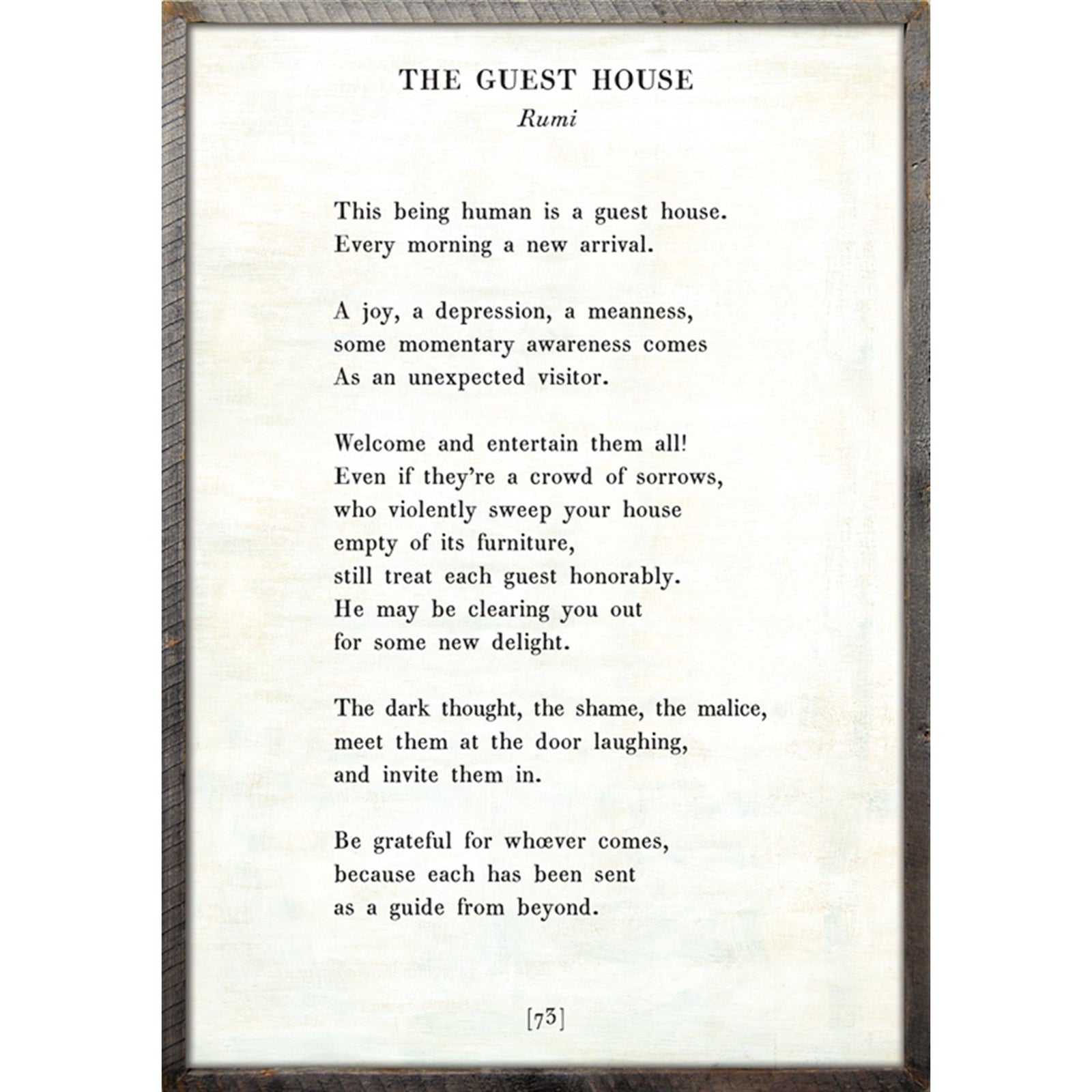 The Guest House - Poetry Collection Art Print-Art Print-17" x 25"-White-Grey Wood Frame-Jack and Jill Boutique