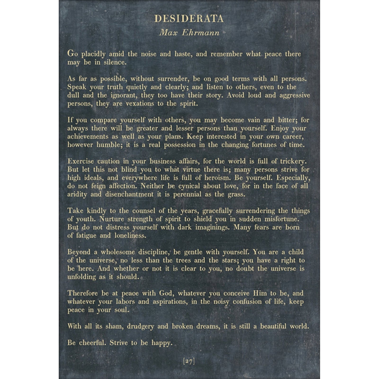 Desiderata - Poetry Collection Art Print-Art Print-17" x 25"-Charcoal-Gallery Wrap-Jack and Jill Boutique