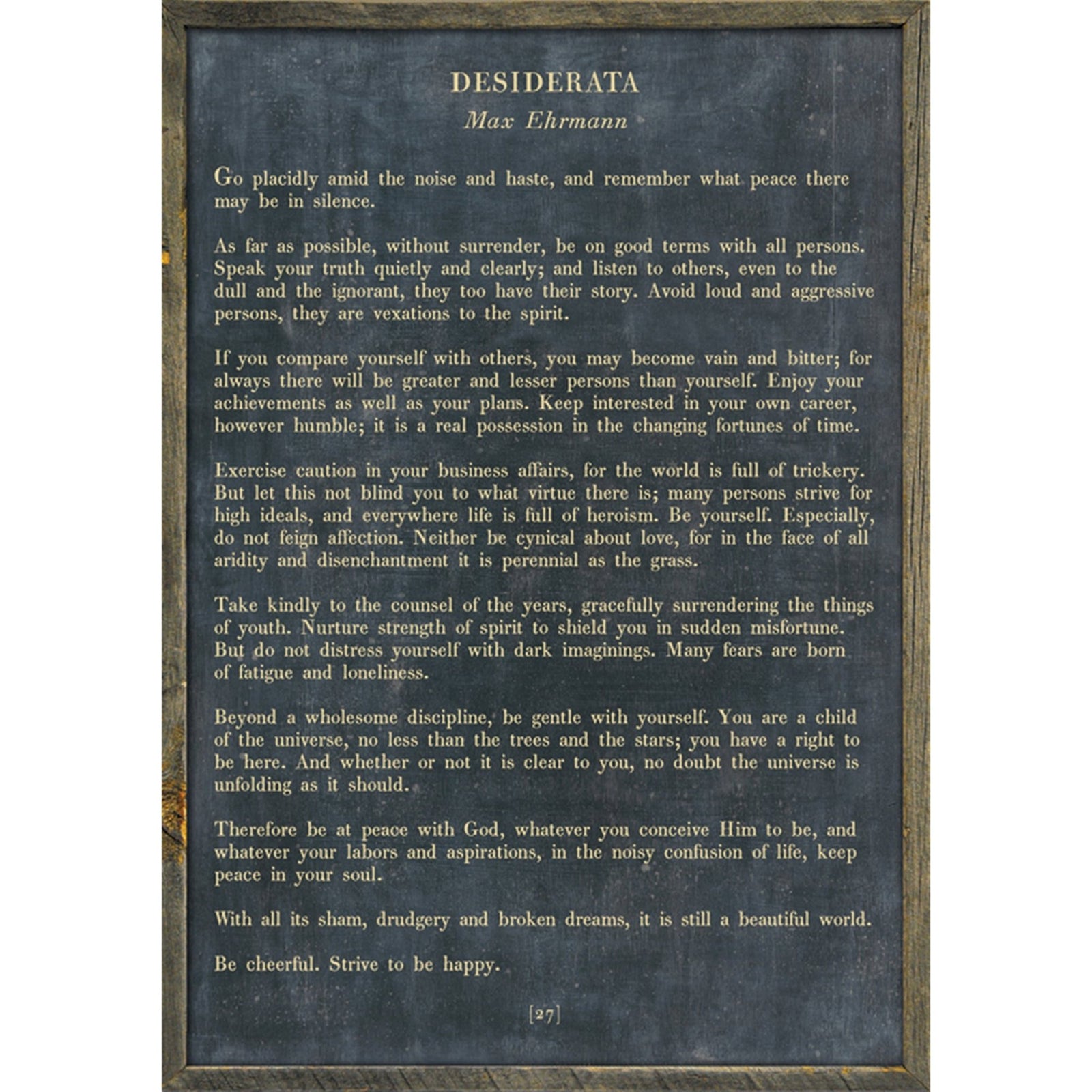 Desiderata - Poetry Collection Art Print-Art Print-17" x 25"-Charcoal-Grey Wood Frame-Jack and Jill Boutique
