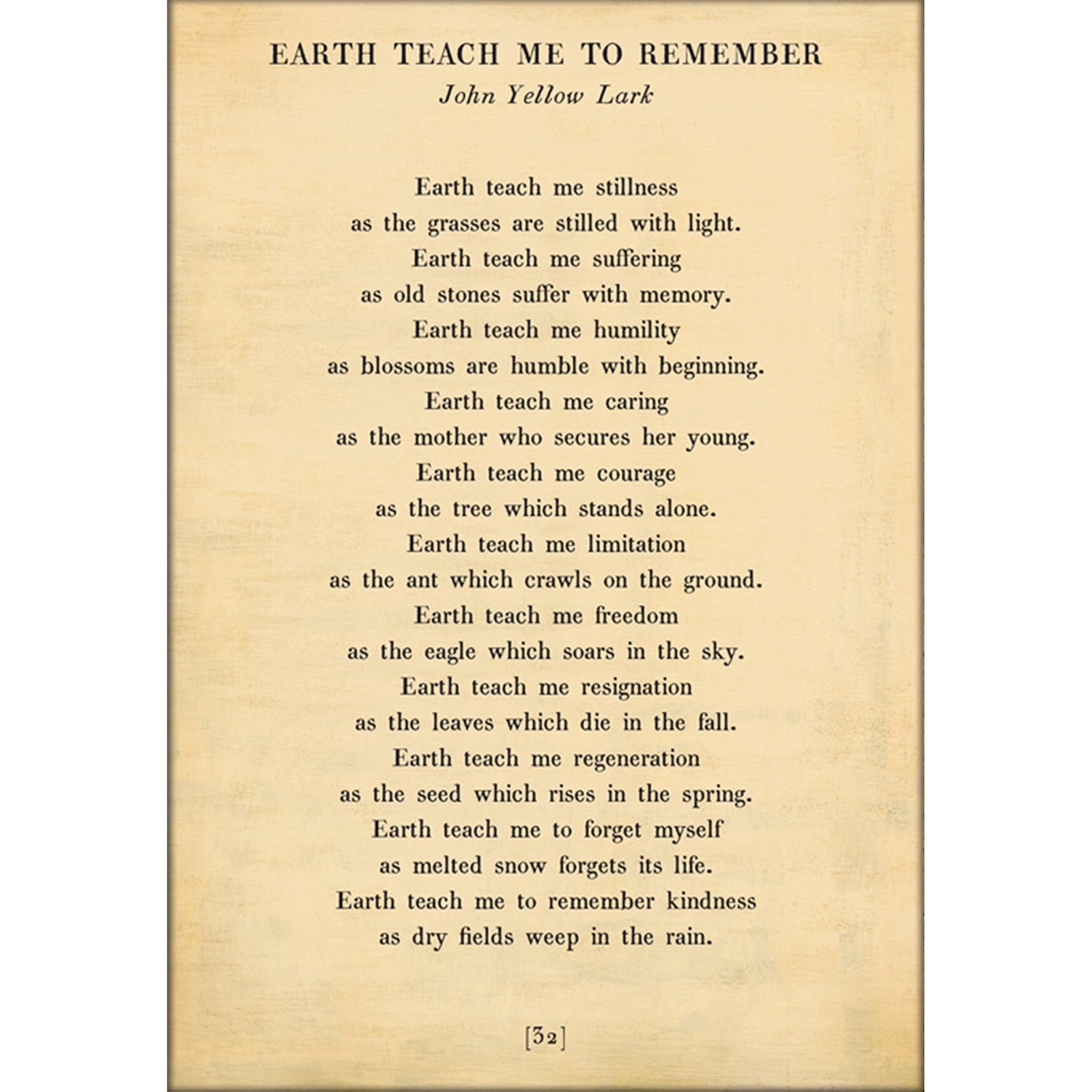 Earth Teach Me to Remember- Poetry Collection Art Print-Art Print-17" x 25"-Cream-Gallery Wrap-Jack and Jill Boutique