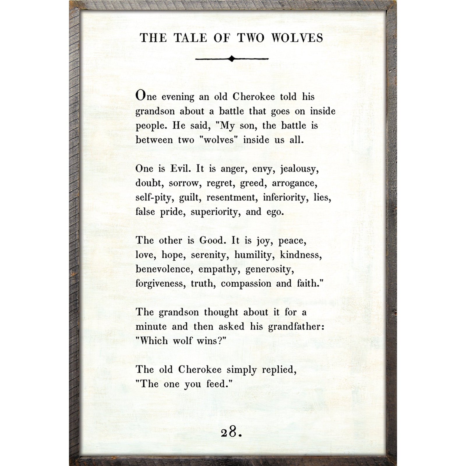 The Tale of Two Wolves - Book Collection Art Print-Art Print-17" x 25"-White-Grey Wood Frame-Jack and Jill Boutique