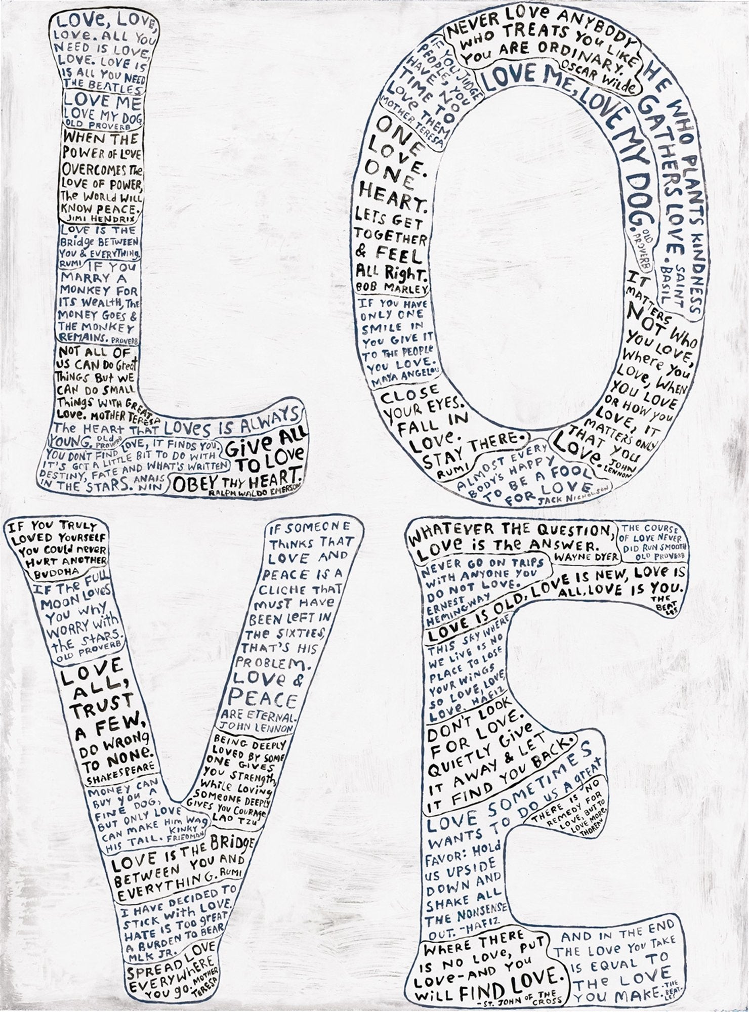 Art Print - L-O-V-E in White and Black-Art Print-23" x 33.75"-Gallery Wrap-White-Jack and Jill Boutique