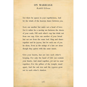 On Marriage - Poetry Collection Art Print-Art Print-Jack and Jill Boutique