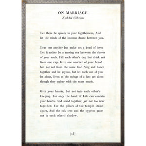 On Marriage - Poetry Collection Art Print-Art Print-Jack and Jill Boutique