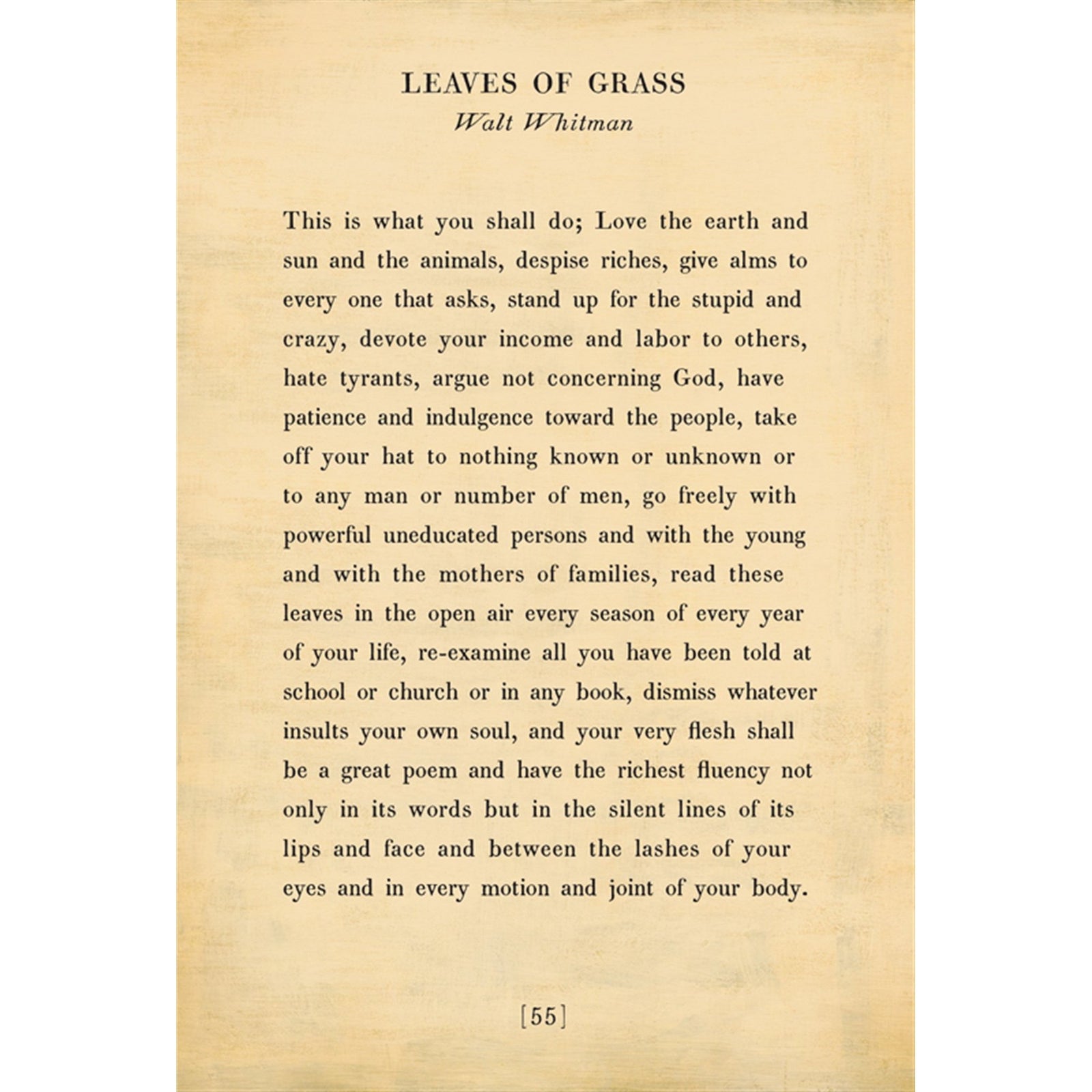 Leaves of Grass- Poetry Collection Art Print-Art Print-17" x 25"-Cream-Gallery Wrap-Jack and Jill Boutique