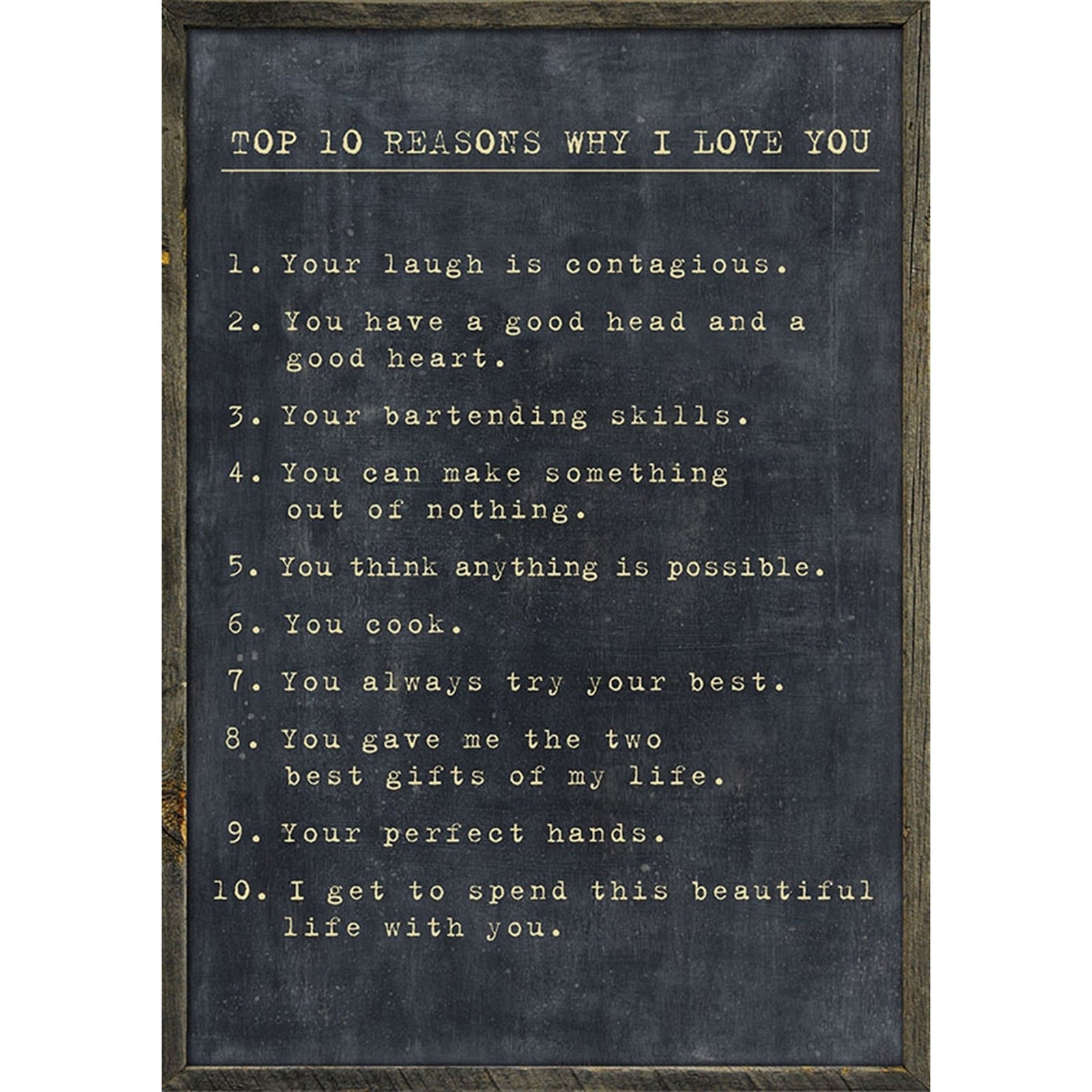 ART PRINT - TOP 10 REASONS WHY I LOVE YOU - Custom reasons-Art Print-2' x 3'-Charcoal-Jack and Jill Boutique
