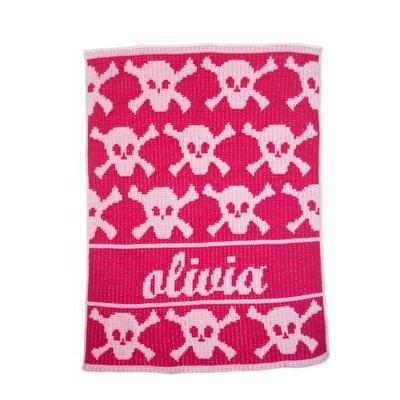 Lots of Skulls & Crossbones Personalized Stroller Blanket or Baby Blanket-Blankets-Jack and Jill Boutique
