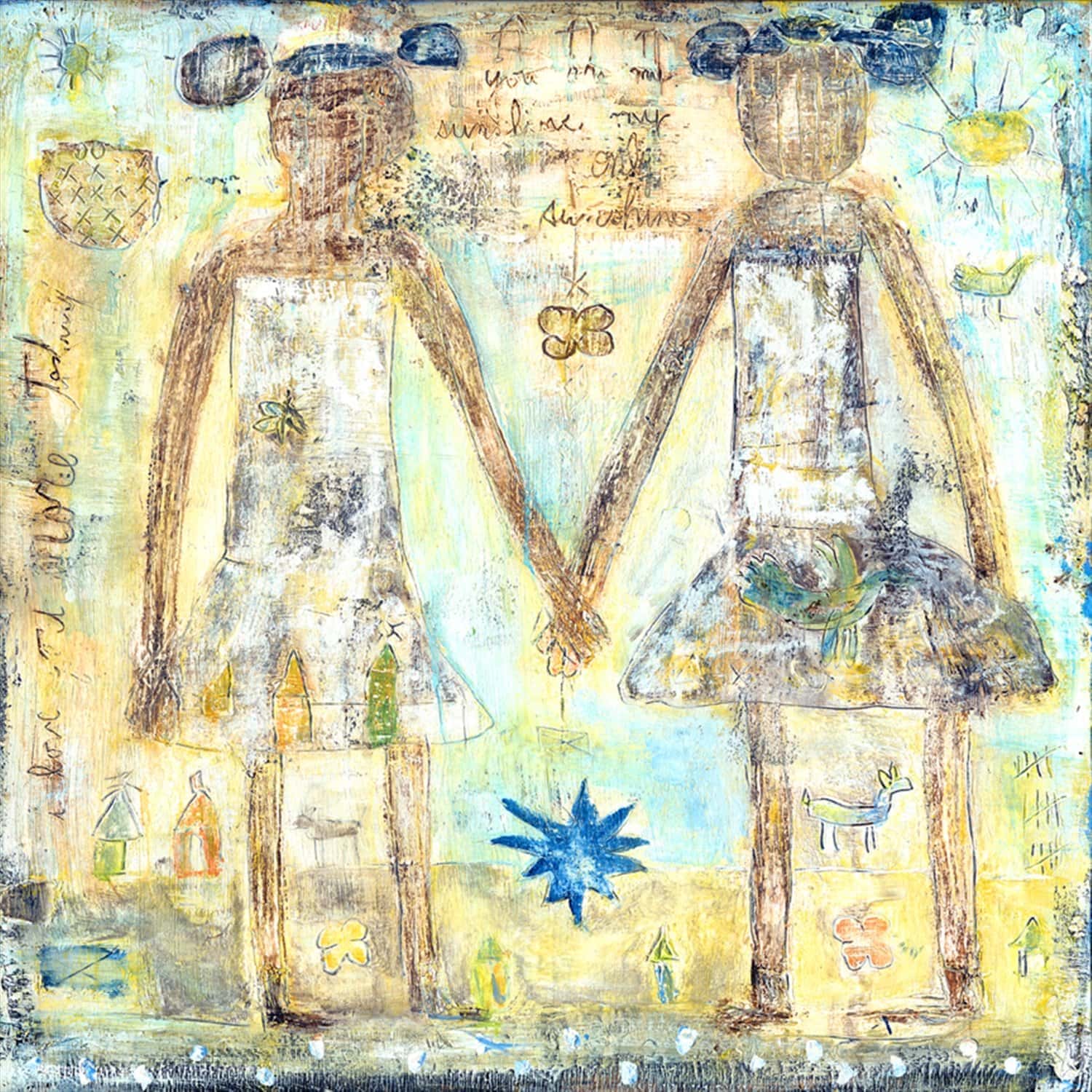ART PRINT - Sisters-Art Print-36" x 36"-Gallery Wrap-Jack and Jill Boutique