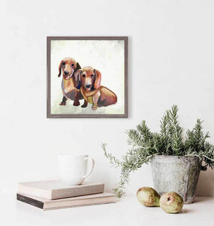 Best Friend - Dachshund Duo Mini Framed Canvas-Mini Framed Canvas-Jack and Jill Boutique