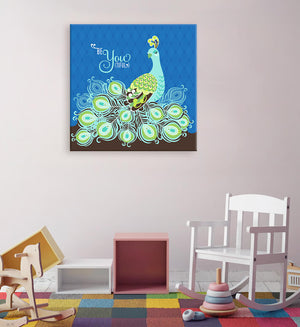 Be-YOU-tiful Peacock - Blue Wall Art-Wall Art-Jack and Jill Boutique