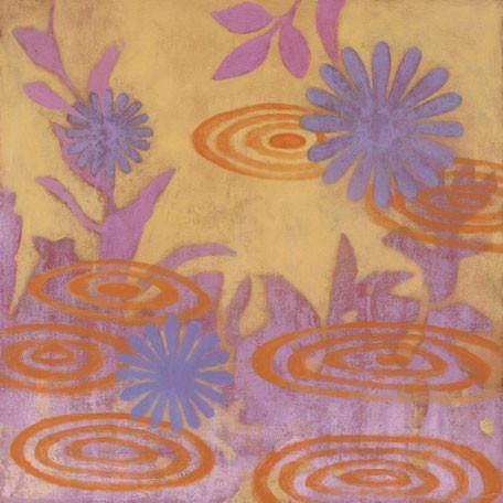 Blue and Purple Floral in Orange Pond | Canvas Wall Art-Canvas Wall Art-Jack and Jill Boutique