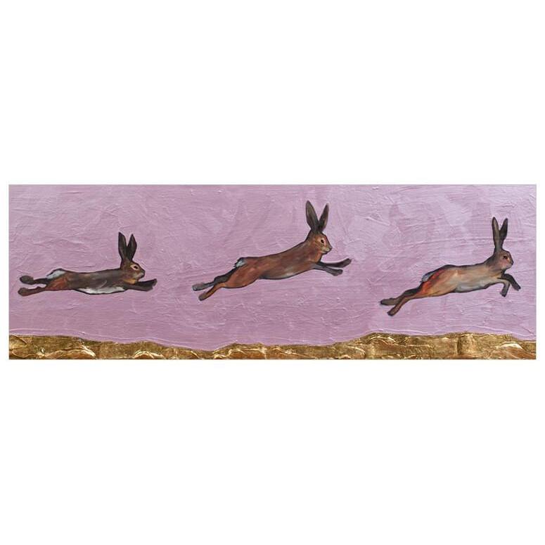 Brown Bunnies Jumping Over Gold Mountain | Canvas Wall Art-Canvas Wall Art-Jack and Jill Boutique