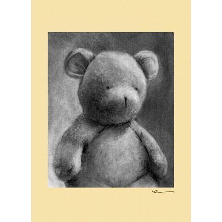 Charcoal Teddy-Yellow Border | Canvas Wall Art-Canvas Wall Art-Jack and Jill Boutique