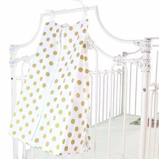 Coral Sunset, Papaya and Gold Dots Baby Bedding | Gold Dots on White, Coral Edge Diaper Stacker-Diaper Stacker-White-Jack and Jill Boutique