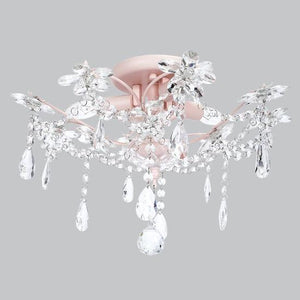 Archer Crystal Flower Three-Light Semi Flush Mount - Pink or White-Chandeliers-Pink-Jack and Jill Boutique