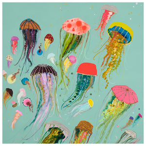Floating Jellyfish Aqua Wall Art-Wall Art-Jack and Jill Boutique