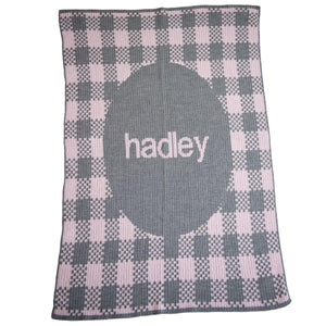 Gingham & Name Personalized Baby Blanket-Blankets-Jack and Jill Boutique