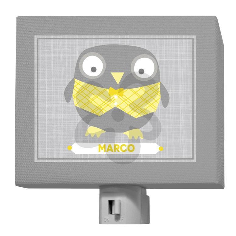 Happy Owl - Gray & Yellow-Night Lights-5x4-Jack and Jill Boutique