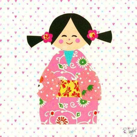 Kimono Girl- Pig Tails | Canvas Wall Art-Canvas Wall Art-Jack and Jill Boutique