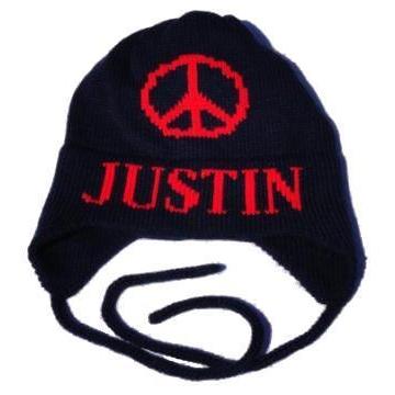 Large Peace Sign Personalized Knit Hat-Hats-Jack and Jill Boutique