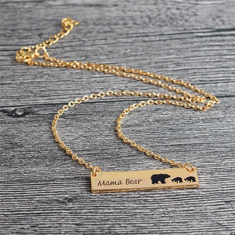 MAMA BEAR + BABY BEARS BAR PENDANT-Jewelry-Jack and Jill Boutique