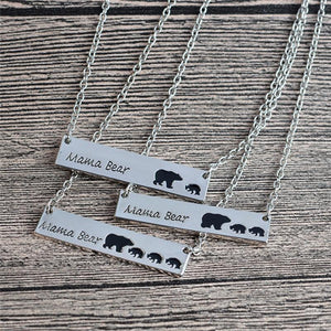 MAMA BEAR + BABY BEARS BAR PENDANT-Jewelry-Jack and Jill Boutique