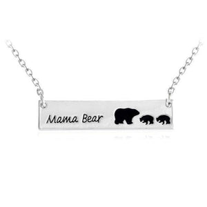 MAMA BEAR + BABY BEARS BAR PENDANT-Jewelry-Silver-2-Jack and Jill Boutique