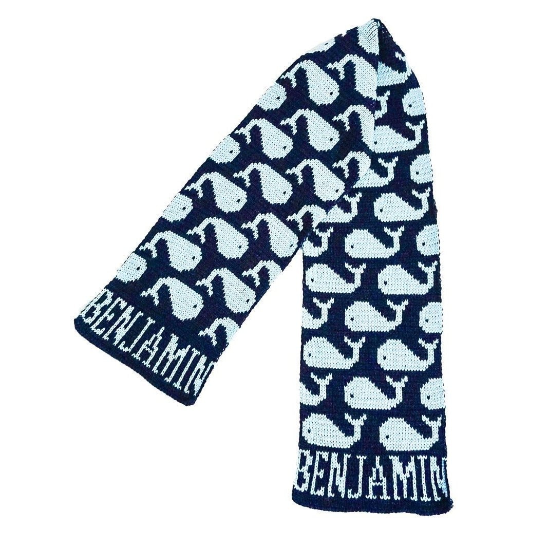 Many Whales Personalized Knit Scarf-Scarves-Jack and Jill Boutique