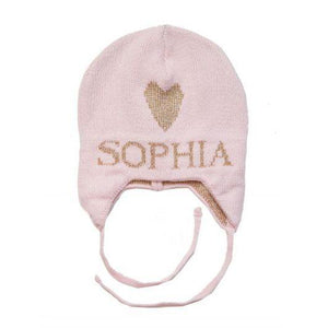 Metallic Single Heart Personalized Knit Hat-Hats-Jack and Jill Boutique