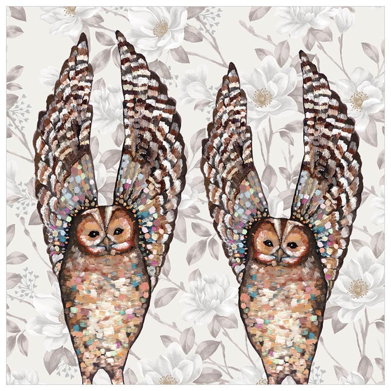 Owl Duo - Floral Wall Art-Wall Art-Jack and Jill Boutique