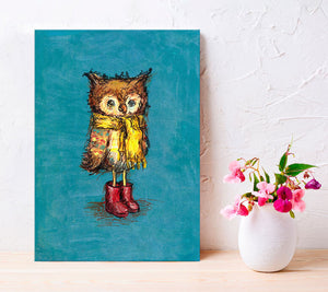 Owl in Big Red Boots Wall Art-Wall Art-Jack and Jill Boutique