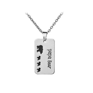 Papa Bear Engraved Black Enamel Dog Tag Pendant Necklace for Dad-Jewelry-Silver-3-Jack and Jill Boutique