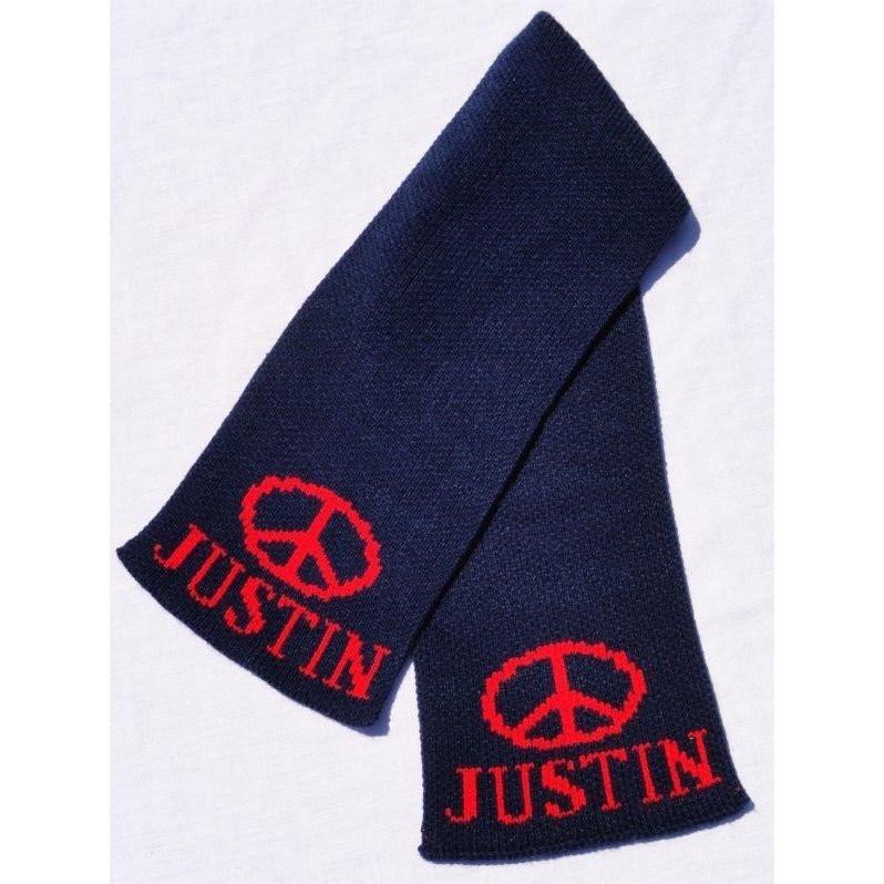 Peace Sign Personalized Knit Scarf-Scarves-Default-Jack and Jill Boutique