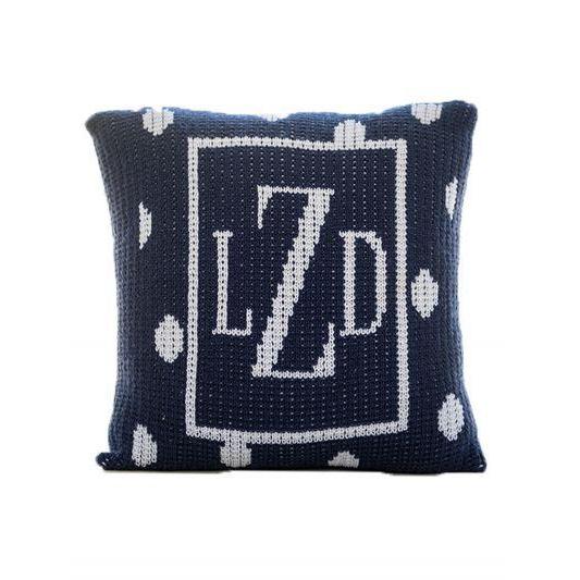 Polka Dots Solid Border & Initial Personalized Pillow-Pillow-Jack and Jill Boutique