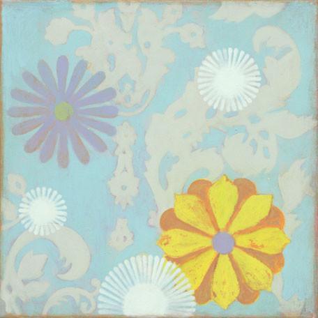Purple and Yellow Flower on Blue | Canvas Wall Art-Canvas Wall Art-Jack and Jill Boutique