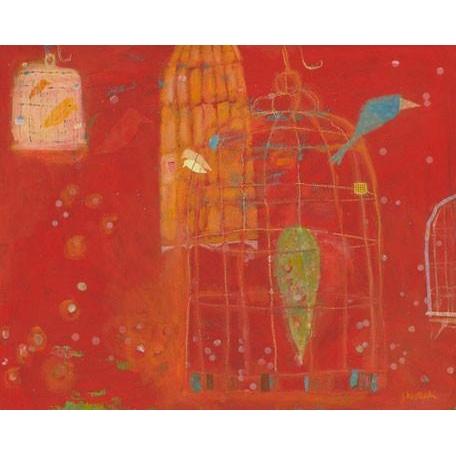 Red Birdcages | Canvas Wall Art-Canvas Wall Art-Jack and Jill Boutique