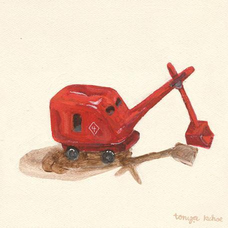 Red Steam Shovel | Canvas Wall Art-Canvas Wall Art-Jack and Jill Boutique