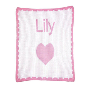 Single Heart and Scalloped Edge Personalized Stroller Blanket or Baby Blanket-Blankets-Jack and Jill Boutique